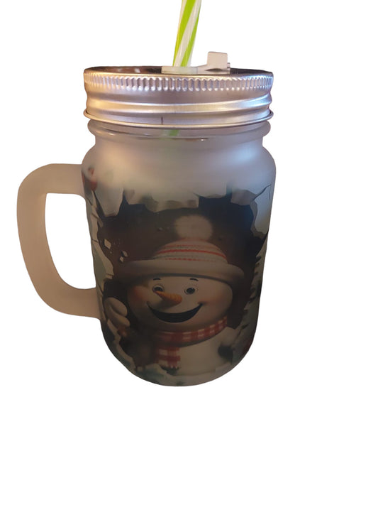 Henkelglas Mason Jar "Schneemann"